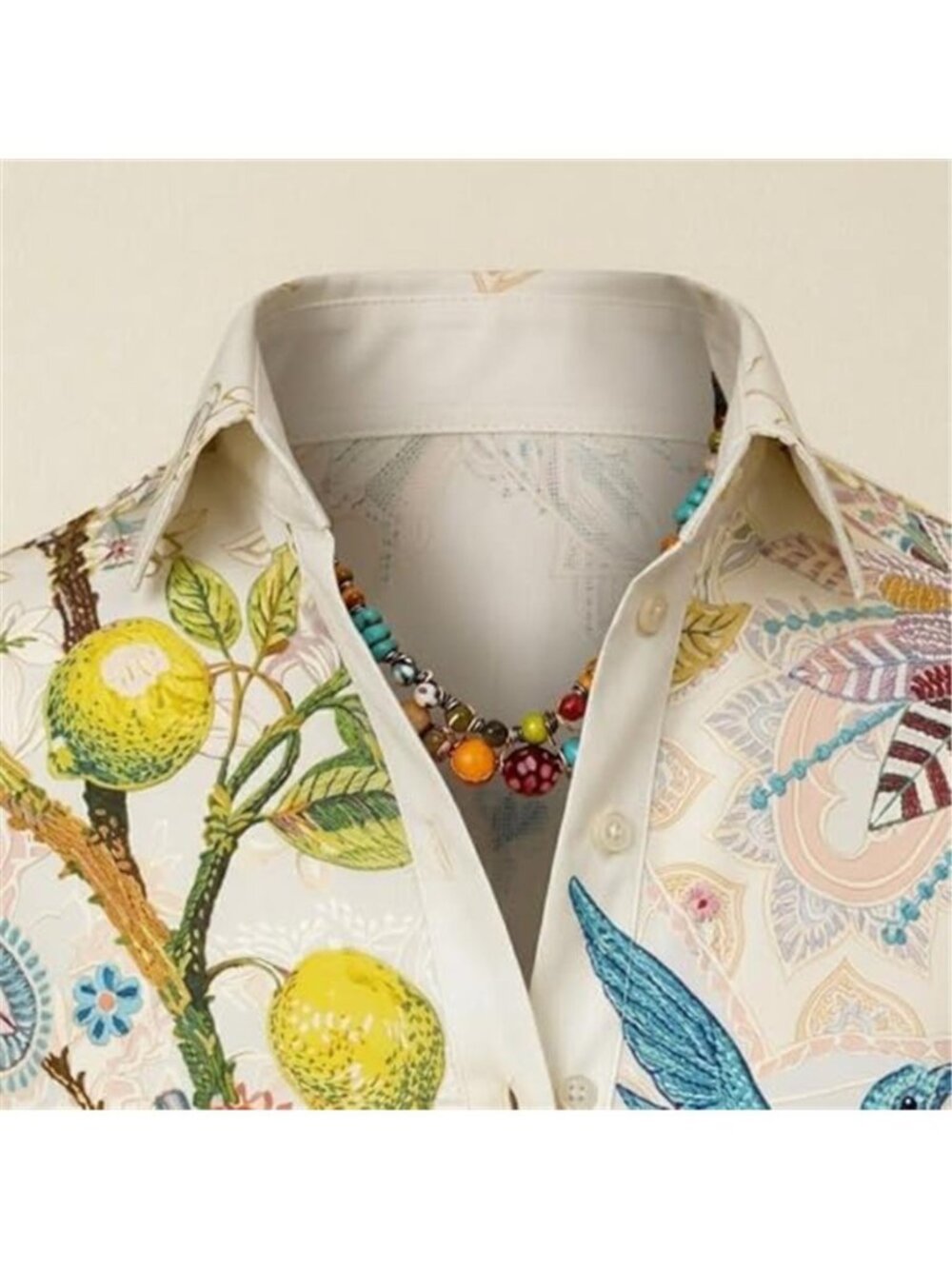 Women's Boho Paisley Long Sleeve Ruffled Cuff Button Down Blouse - Picture 4 of 5